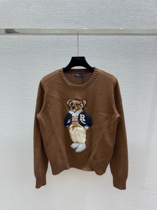 Polo Ralph Lauren Sweaters - Polo by Ralph Lauren Brown Crewneck Sweater with Varsity Bear